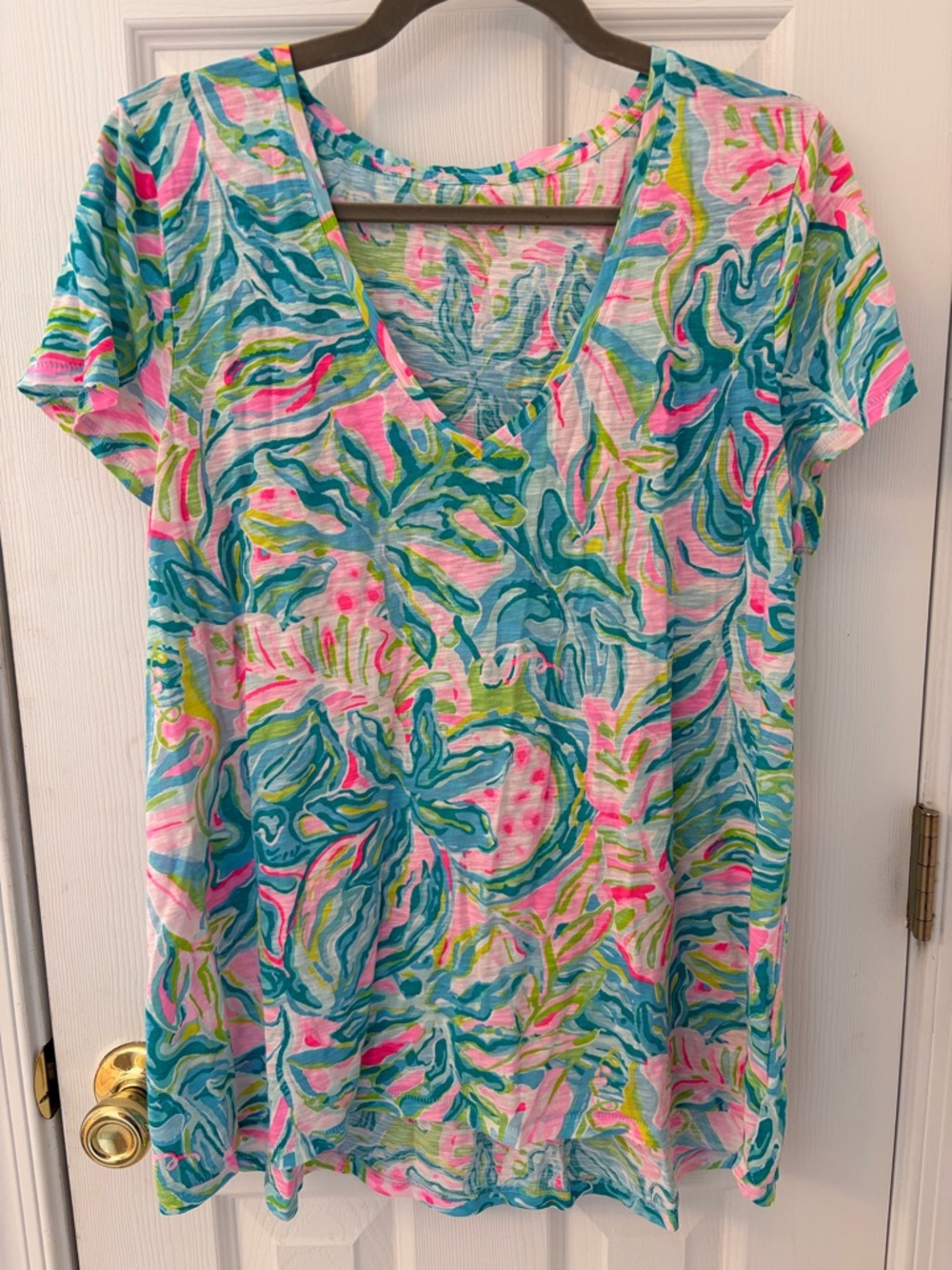 Lilly Pulitzer Etta Multicolor Floral V-Neck Short Sleeve Tee
